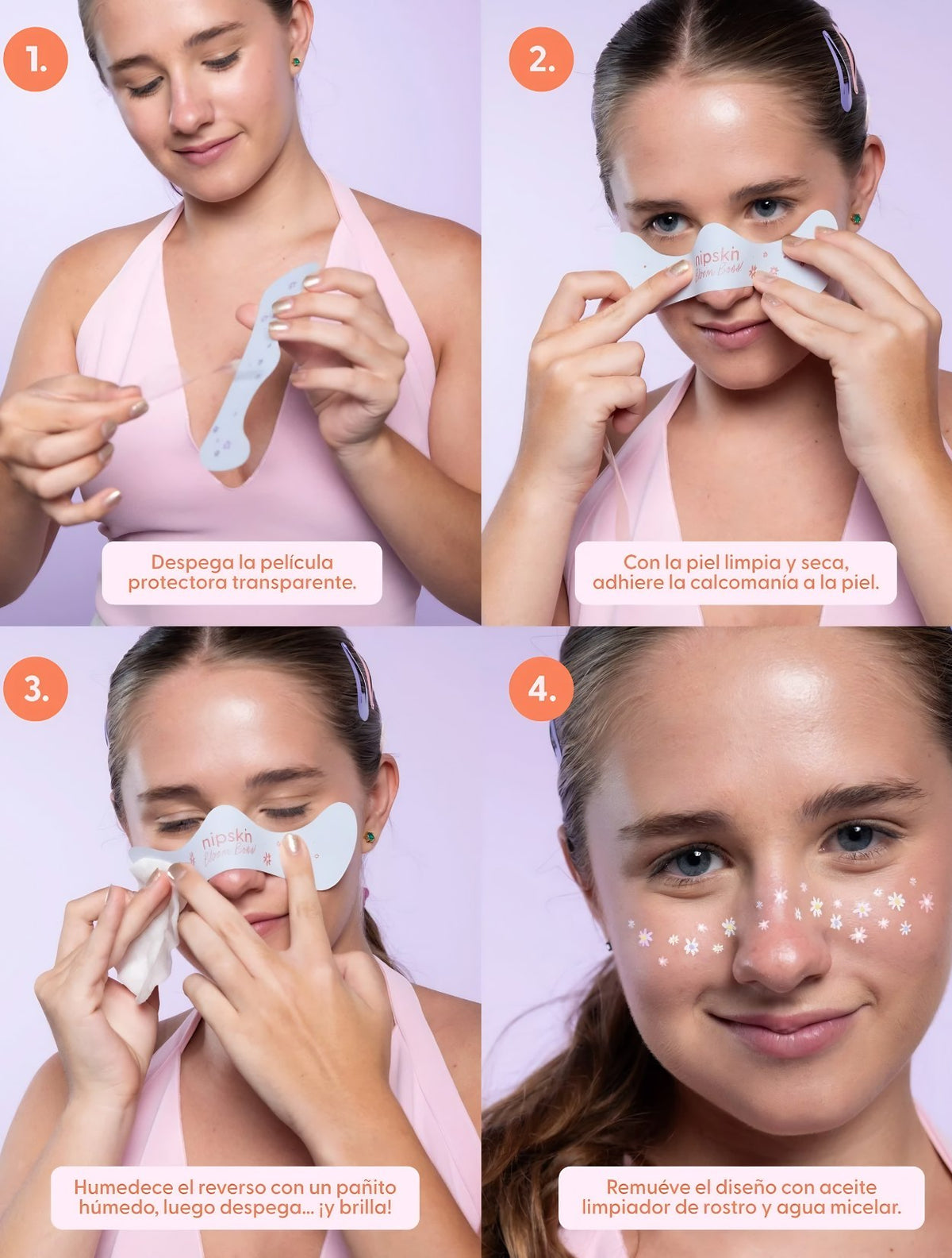 Calcomanías florales activadas con agua | Para rostro y cuerpo