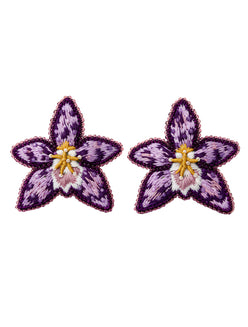 Aretes Bordados Orquídea Flor de Bogotá | La Mansión