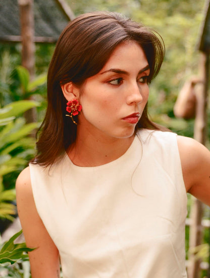 Aretes Aurora Asimétricos Terracota | Joyería Contemporánea | Sara y Flora