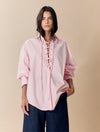 Camisa Anais | Algodón Rosa con Cierre Corset