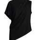 Asymmetric Blouse | Blusa Drapeada de Cuello Alto Negra