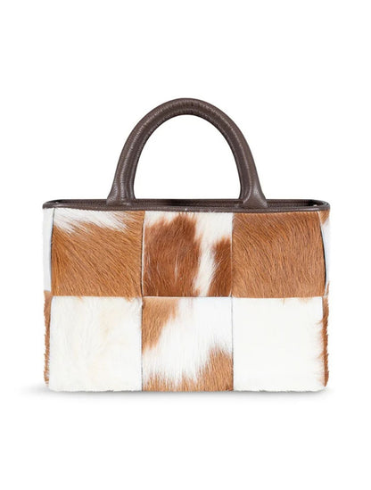 Cardelia Café Oscuro | Bolso Estructurado con Patchwork Animal | VLN Official