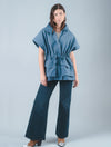 Chaleco denim oversize | Mangas caídas y bolsillos con tapa