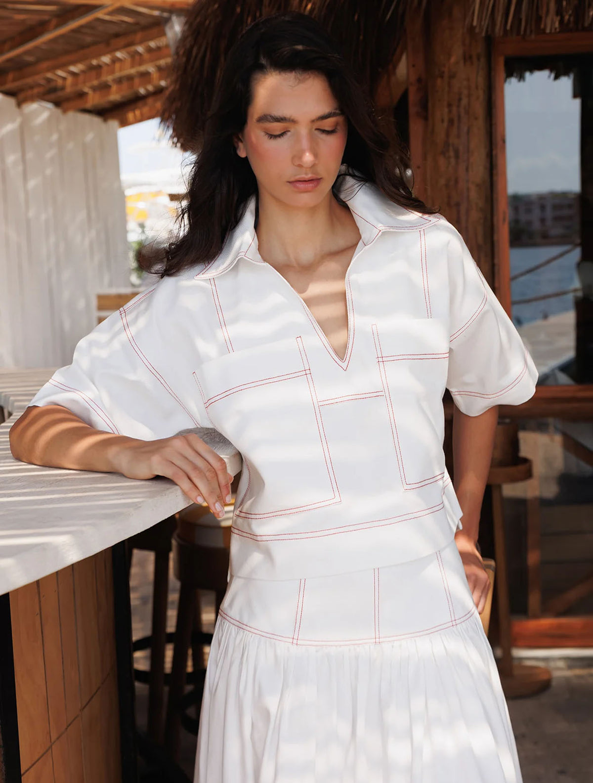 Camisa Denim Ivory con Pespuntes | Camisa Femenina | Diana Buelvas