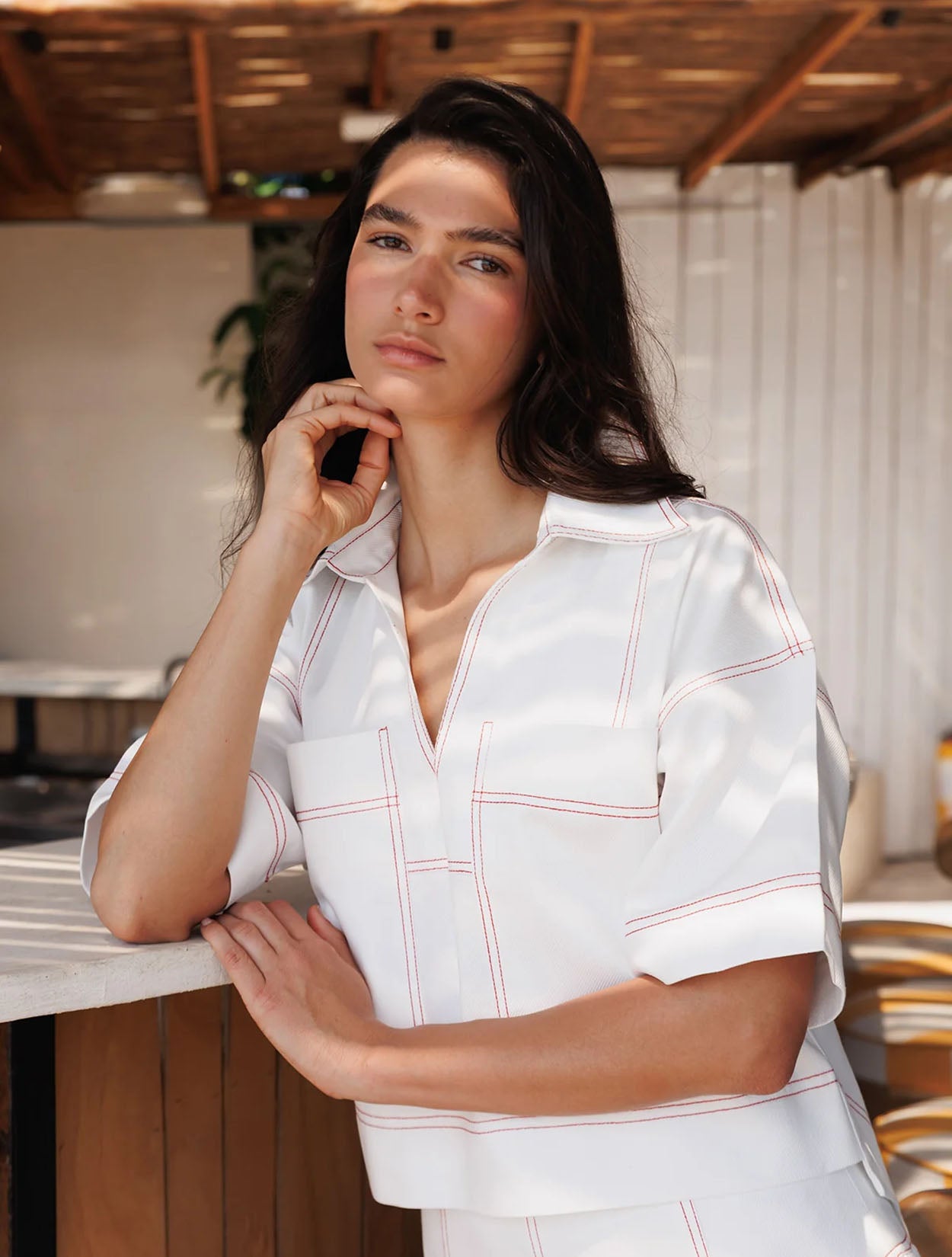 Camisa Denim Ivory con Pespuntes | Camisa Femenina | Diana Buelvas