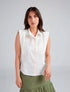 Camisa en algodón blanca con bordado Tu Poder para mujer – Juliana Sanchez | Casa Precis, Concept Store. Primer plano.