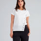 Camiseta en algodón marfil con bordado Made of Love para mujer – Juliana Sanchez | Casa Precis, Concept Store. Primer plano.