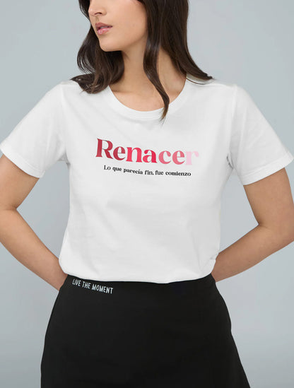 Camiseta en algodón marfil con bordado Renacer para mujer – Juliana Sanchez | Casa Precis, Concept Store. Segundo plano.
