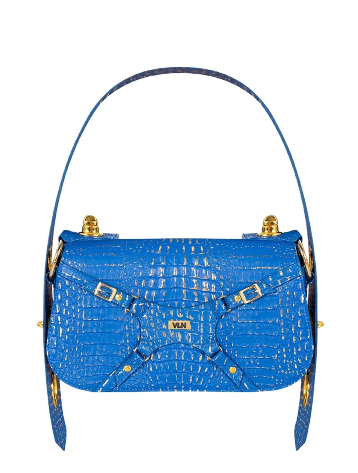 Cartera Dream de VLN en cuero glazeado con diseño multifuncional en color azul y 6 formas de uso para mujer – Moda colombiana de lujo | Casa Precis, Concept Store