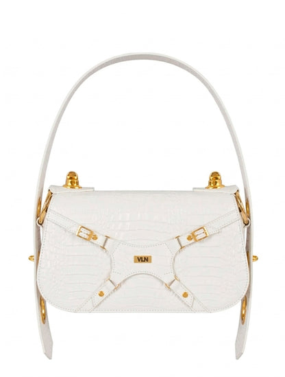 Cartera Dream de VLN en cuero glazeado con diseño multifuncional en color blanco y 6 formas de uso para mujer – Moda colombiana de lujo | Casa Precis, Concept Store