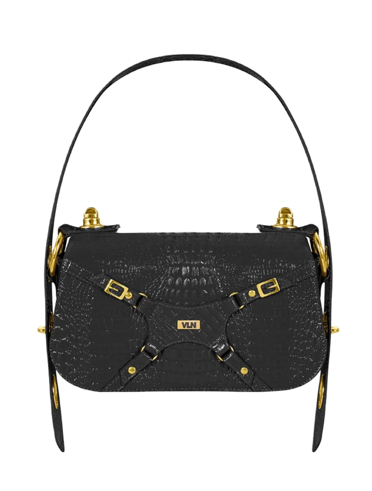 Cartera Dream de VLN en cuero glazeado con diseño multifuncional en color negro y 6 formas de uso para mujer – Moda colombiana de lujo | Casa Precis, Concept Store
