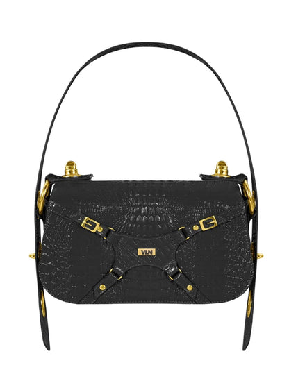 Cartera Dream de VLN en cuero glazeado con diseño multifuncional en color negro y 6 formas de uso para mujer – Moda colombiana de lujo | Casa Precis, Concept Store