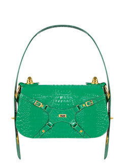 Cartera Dream de VLN en cuero glazeado con diseño multifuncional en color verde y 6 formas de uso para mujer – Moda colombiana de lujo | Casa Precis, Concept Store