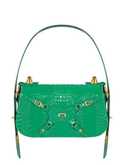 Cartera Dream de VLN en cuero glazeado con diseño multifuncional en color verde y 6 formas de uso para mujer – Moda colombiana de lujo | Casa Precis, Concept Store