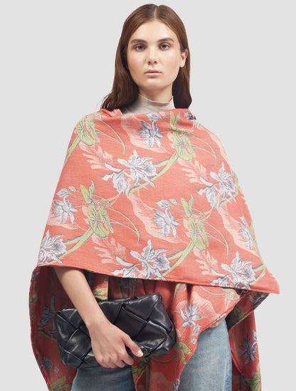 Chal Curuba en Lana y Cashmere Rojo | Manuela Cabrales