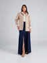 Chaqueta tipo parka caqui con bordado Aquí Florezco para mujer – Juliana Sanchez | Casa Precis, Concept Store. Primer plano.
