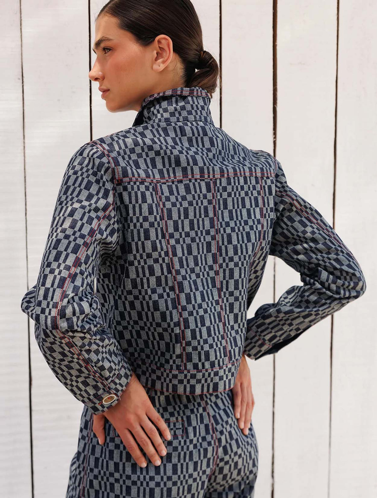Chaqueta Denim Cuadros | Chaqueta Femenina de Diseño | Diana Buelvas