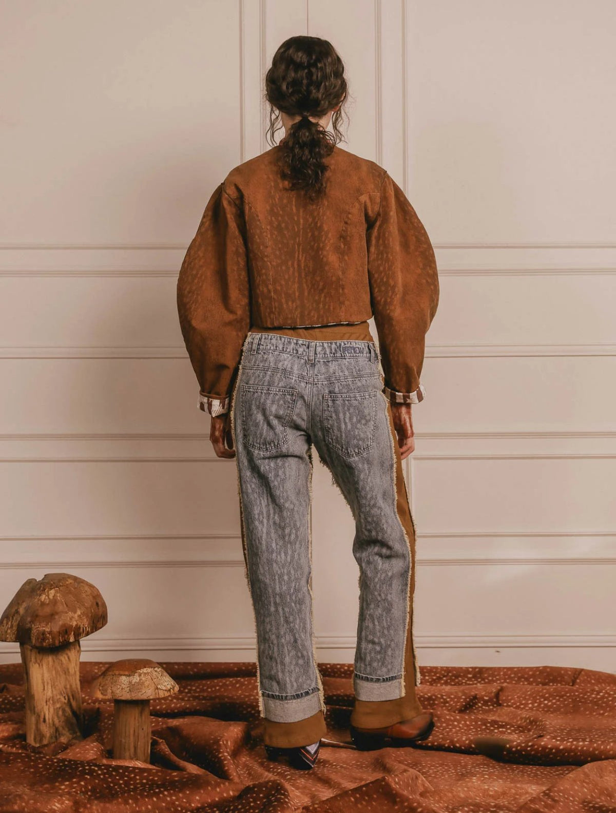 Bambi Camel Jogger | Rib Suave con Denim 