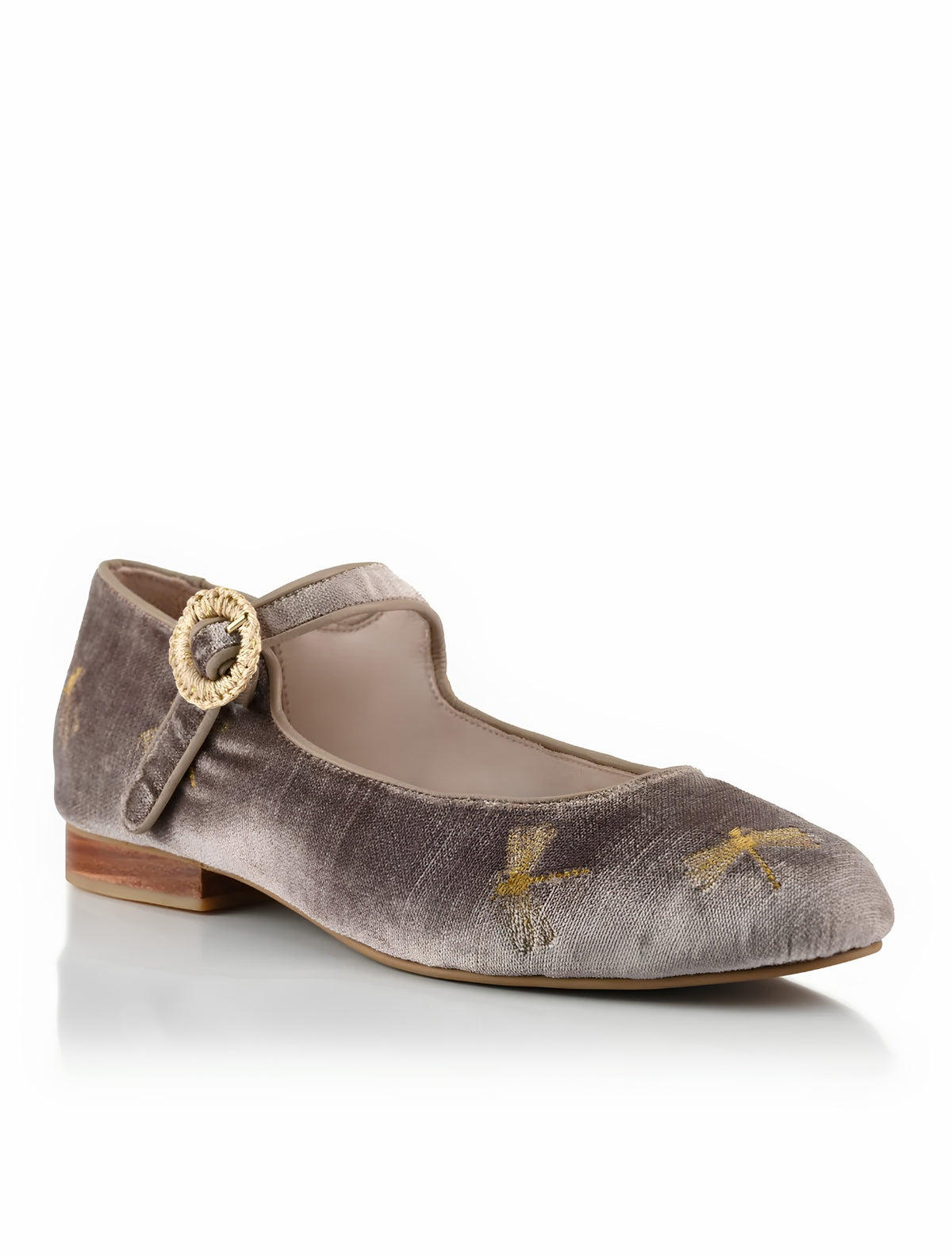 Libélula Loafers | Mocasines de Cuero y Terciopelo Taupe