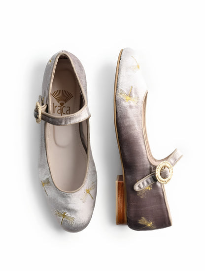 Libélula Loafers | Mocasines de Cuero y Terciopelo Taupe