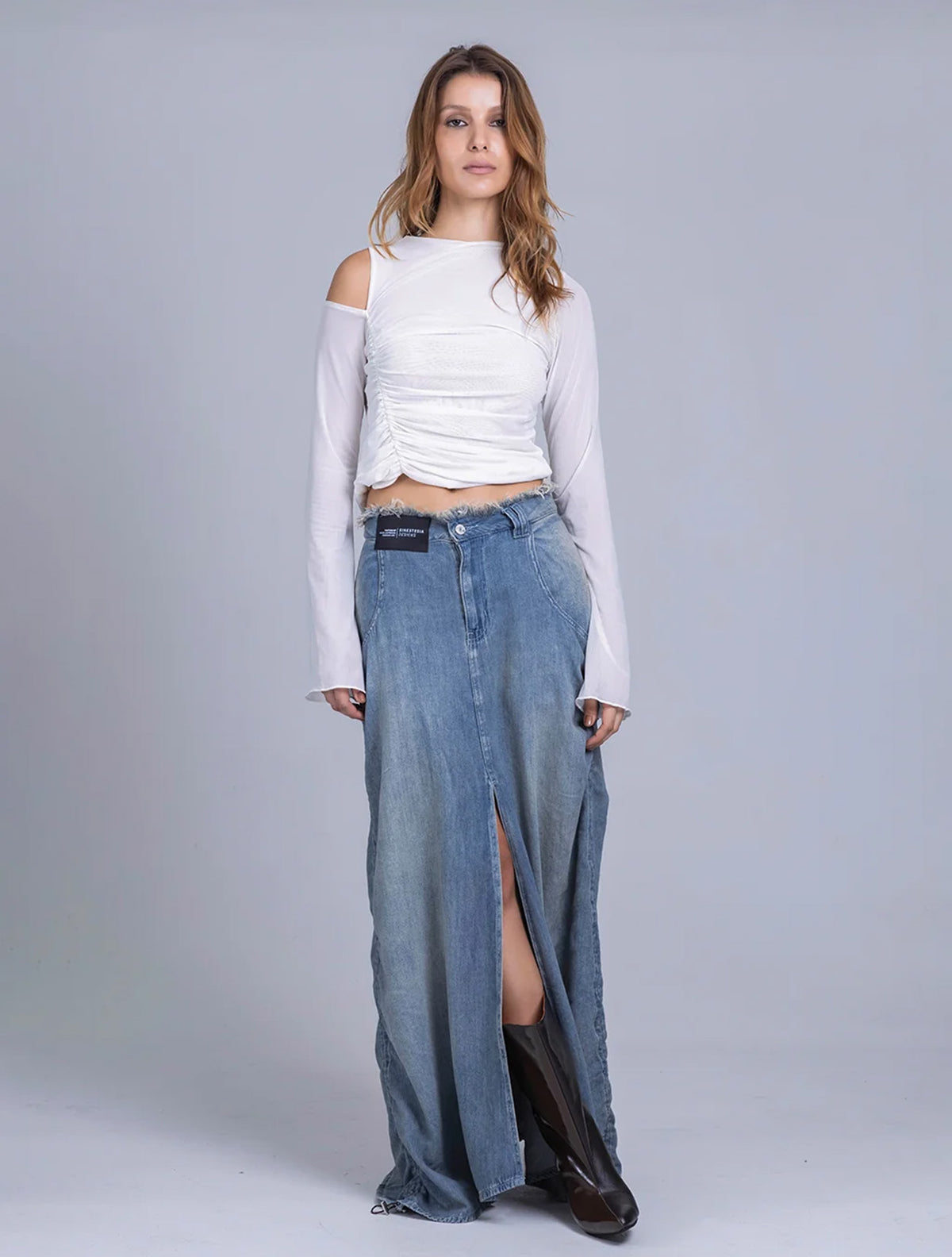Falda Maxi Marea | Falda Maxi en Denim | Diseños Sinestesia