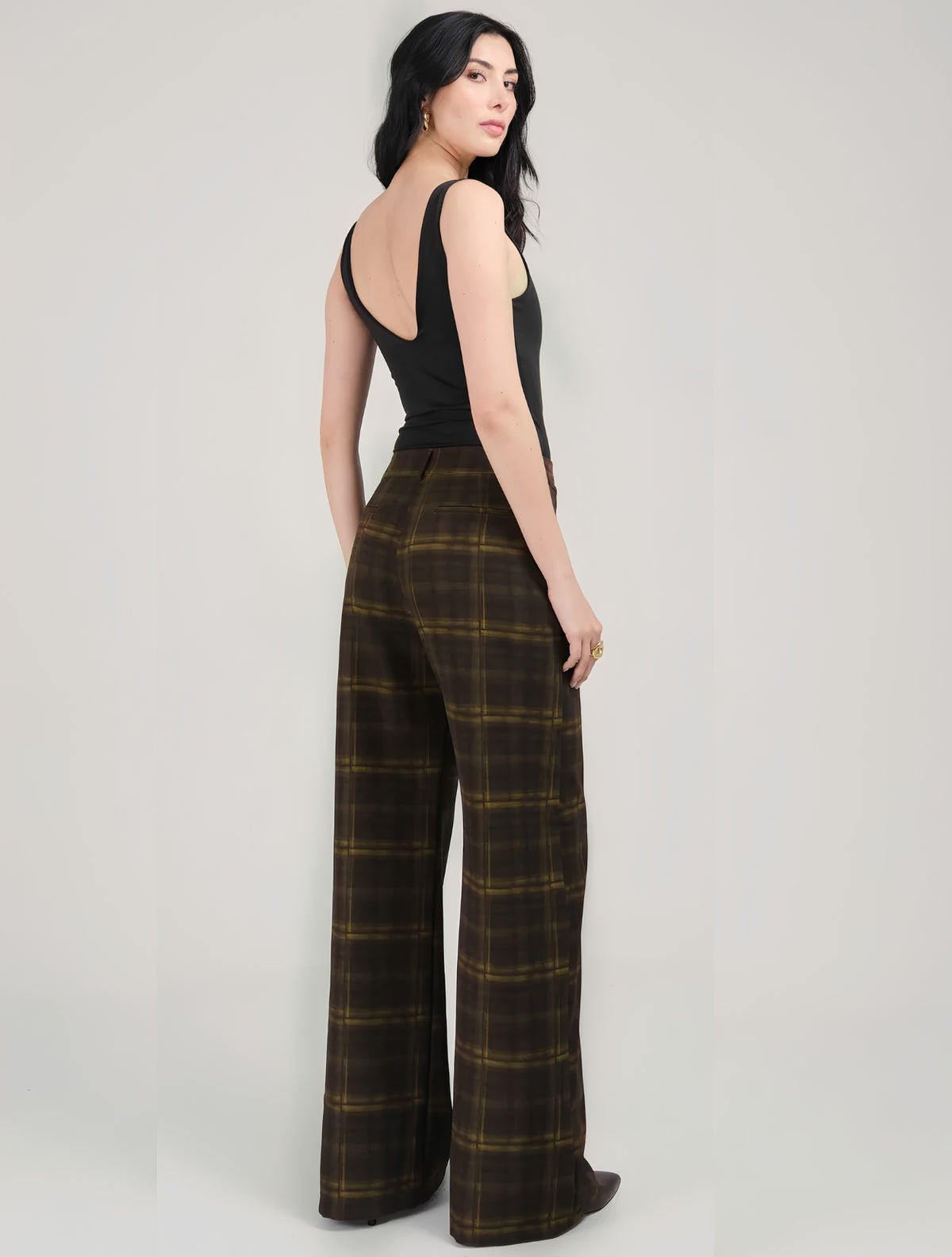 Alba Pants | Pantalón Recto de Sastrería a Cuadros Verdes