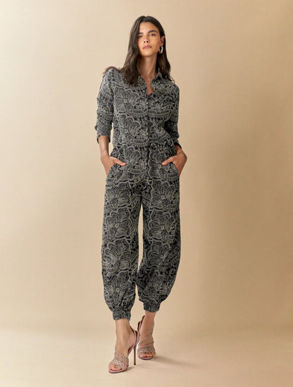 Pantalón Elara | Balloon Negro Bordado