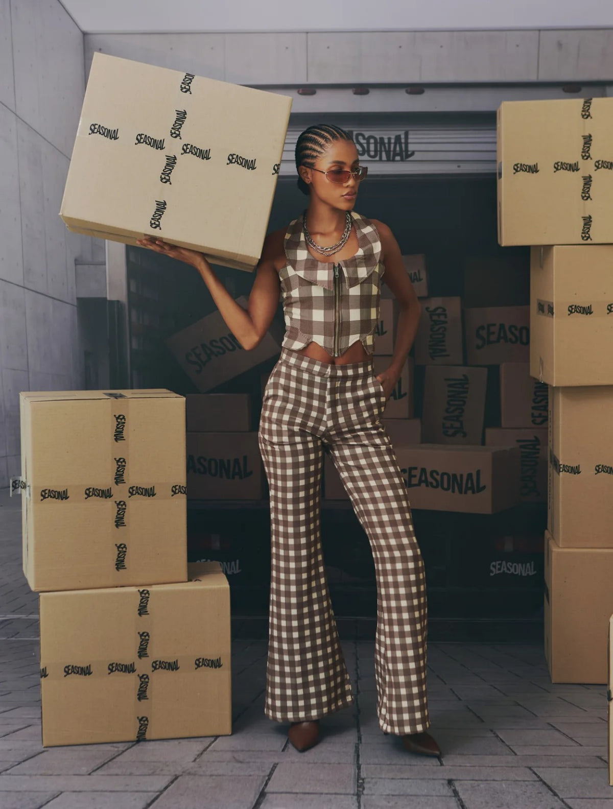 Brown Gingham Pants | Pantalón Cuadros Marrón