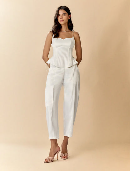 Pantalón Maeva natural | Satinado de silueta barrel