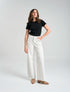 Pantalón recto blanco en dril con bordado Can&