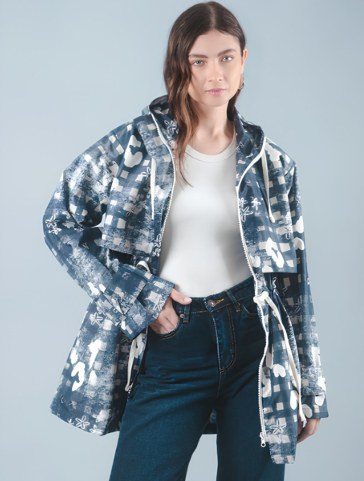 Abrigo impermeable estampado | Resistente a la lluvia