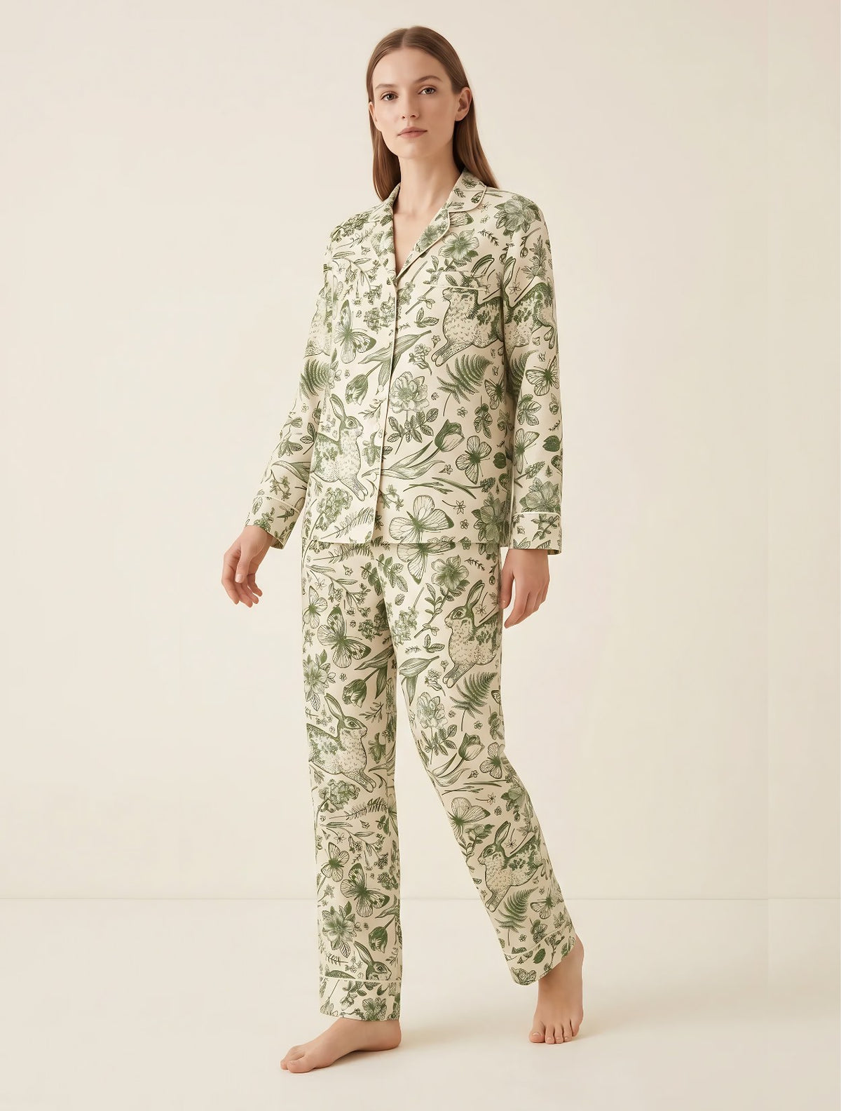 Set Pantalón Silvestre Green | Pijama Algodón Mujer