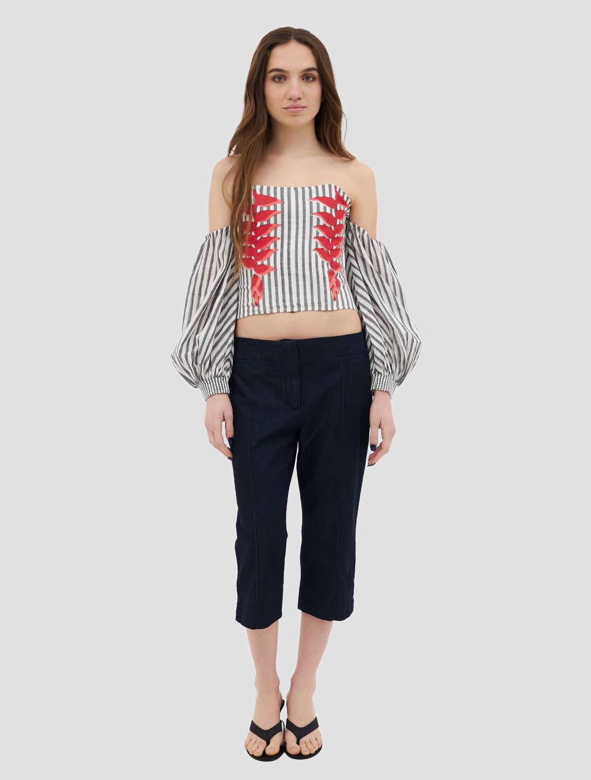 Heliconia |  Top Corsé con Estampado Artesanal