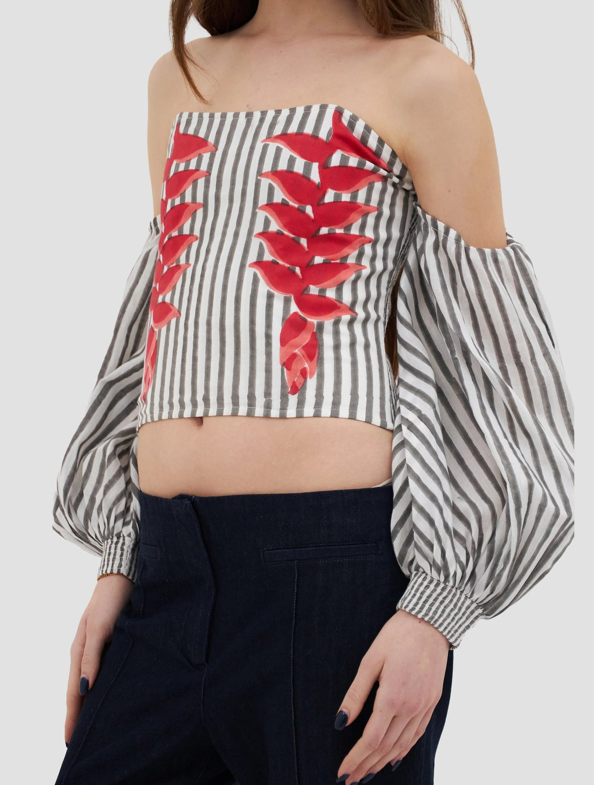 Heliconia |  Top Corsé con Estampado Artesanal