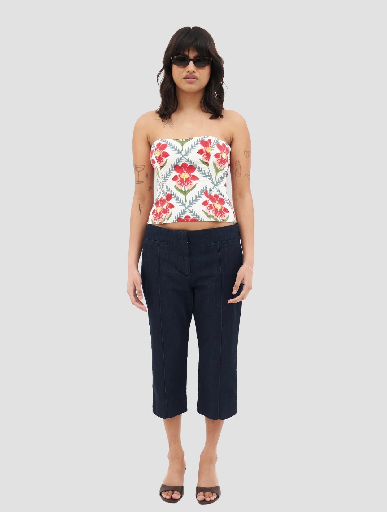 Top con estampado de bloques Mendelii | Top Artesanal para Mujer