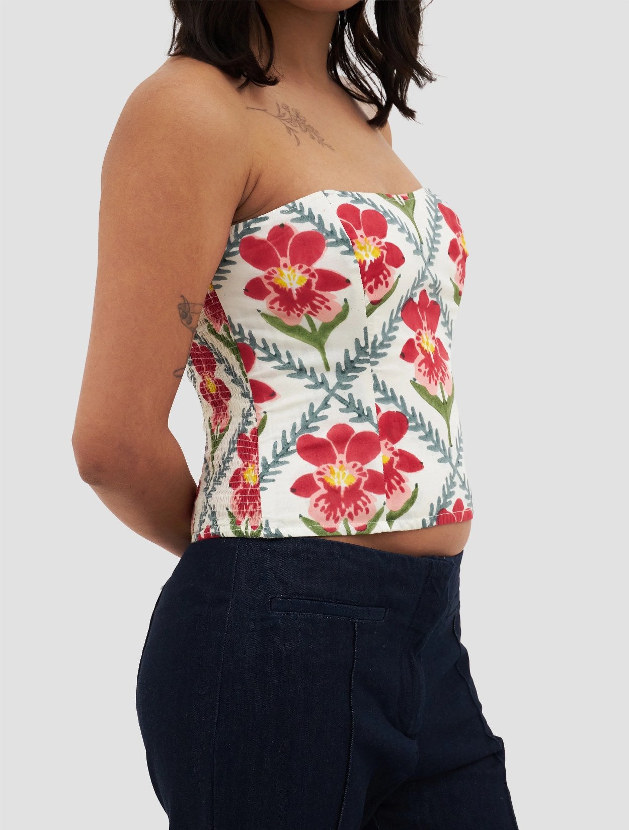 Top con estampado de bloques Mendelii | Top Artesanal para Mujer