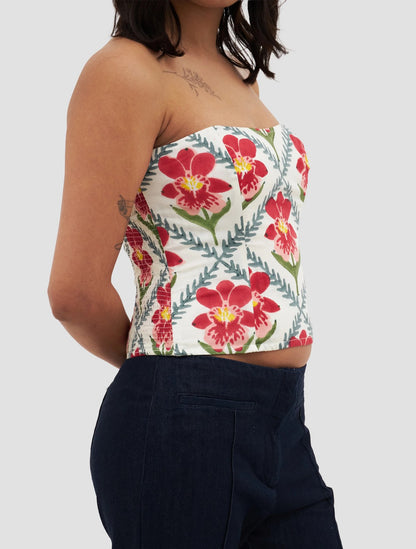 Top con estampado de bloques Mendelii | Top Artesanal para Mujer