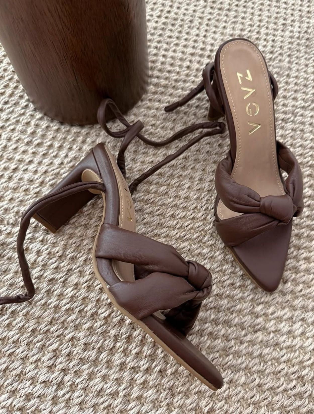Tacón Puffi Zaga | Tacón en Cuero Chocolate para Mujer