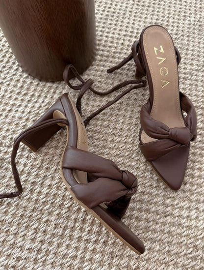 Tacón Puffi Zaga | Tacón en Cuero Chocolate para Mujer