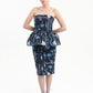 Helios Strapless Peplum Estampado Azul | Circe