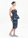 Helios Strapless Peplum Estampado Azul | Circe