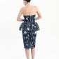 Helios Strapless Peplum Estampado Azul | Circe