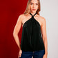 Top Knot de Fredda con diseño cruzado y nudo frontal en algodón para mujer – Moda colombiana de lujo | Casa Precis, Concept Store. Primer plano.