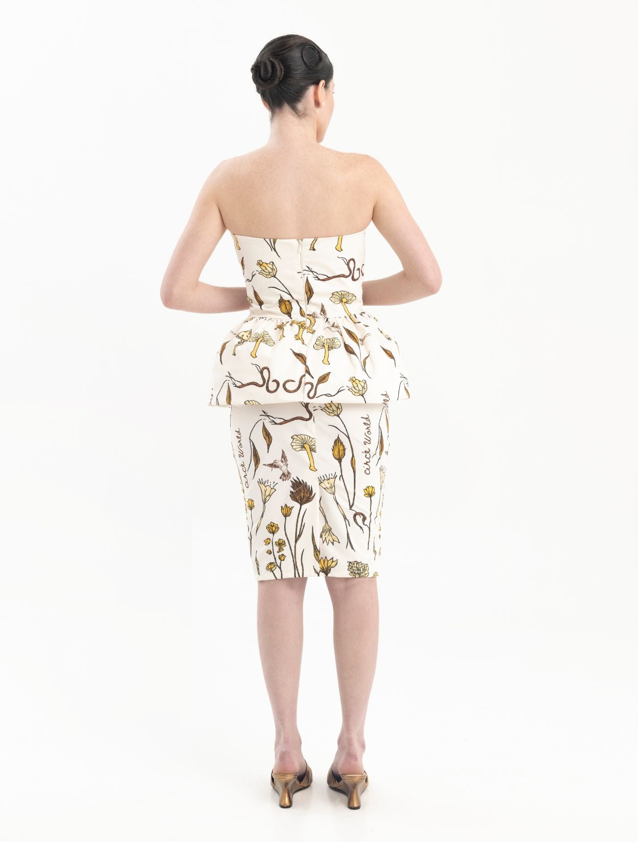 Helios Strapless Peplum Estampado Azul | Circe
