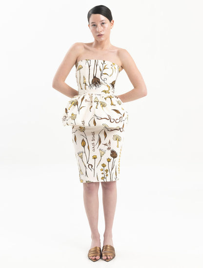 Helios Strapless Peplum Estampado Azul | Circe
