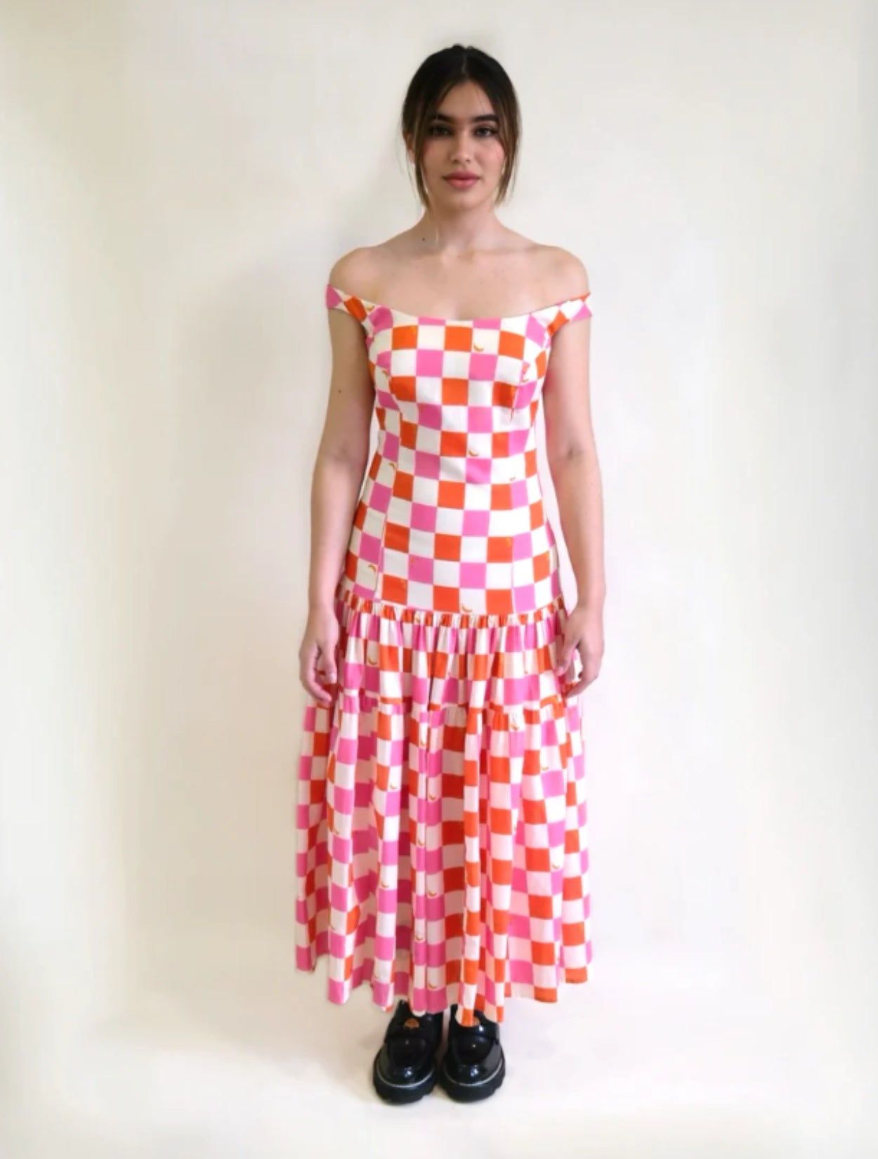 Trust Dress | Vestido Midi Cuadros Naranja y Rosa