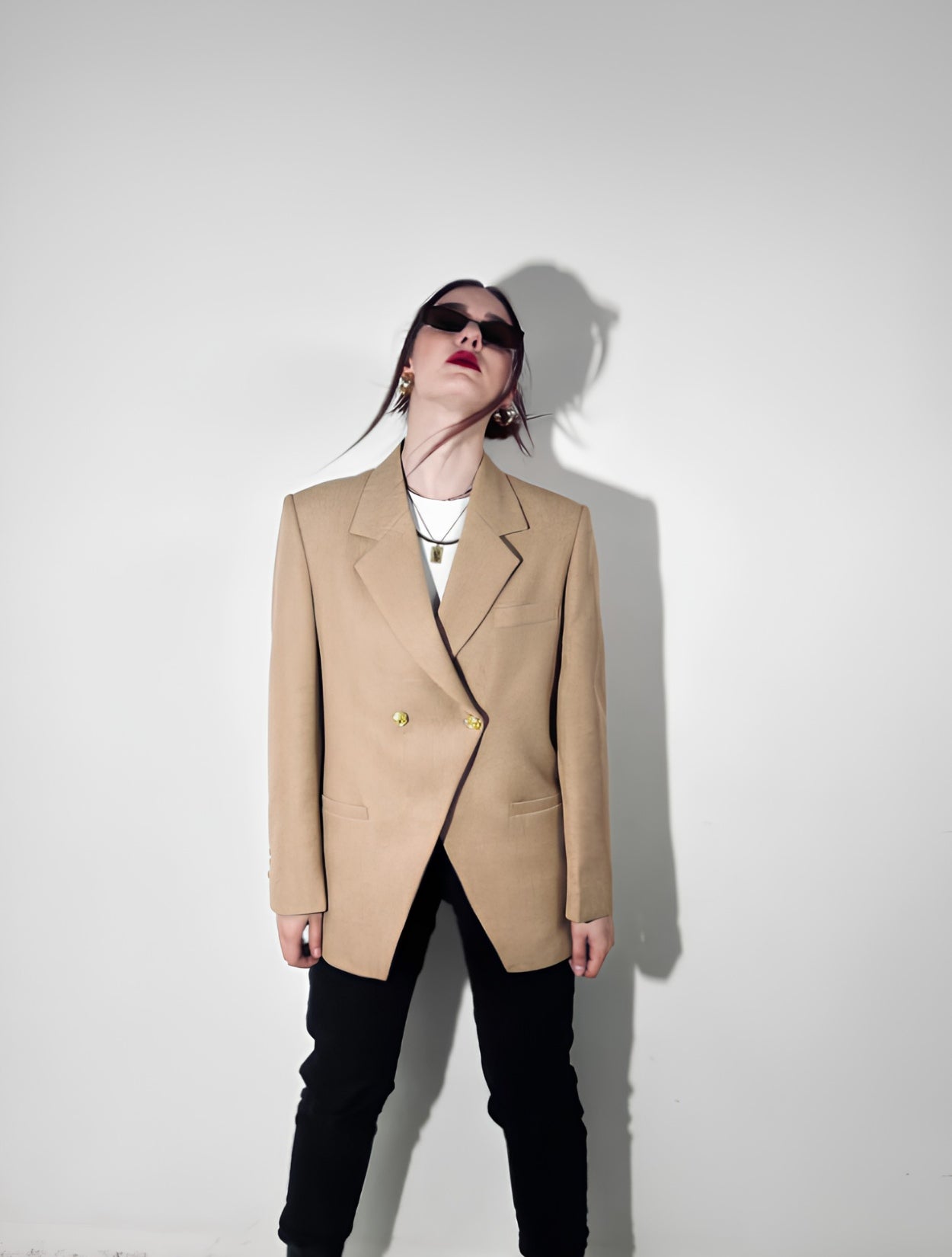 Blazer Camel Viena Cruzado en Lana | W Studios