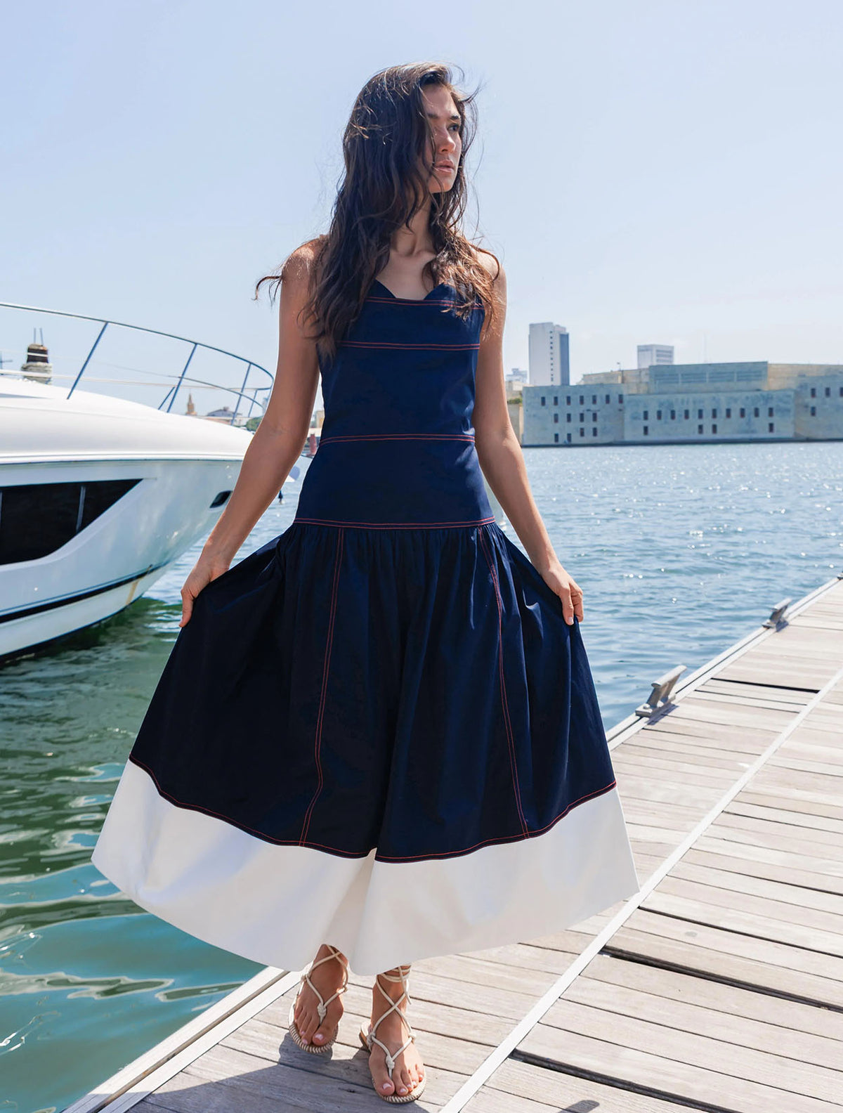 Vestido Algodón con Pespuntes | Vestido Mujer | Diana Buelvas