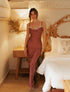 Vestido Jardín de Santo Azul en color Rose midi con silueta femenina y diseño de autor – Moda colombiana de lujo contemporáneo | Casa Precis, Concept Store