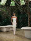 Vestido Luna de Santo Azul en color Ivory largo con silueta fluida y diseño de autor para mujer – Moda colombiana de lujo resort | Casa Precis, Concept Store